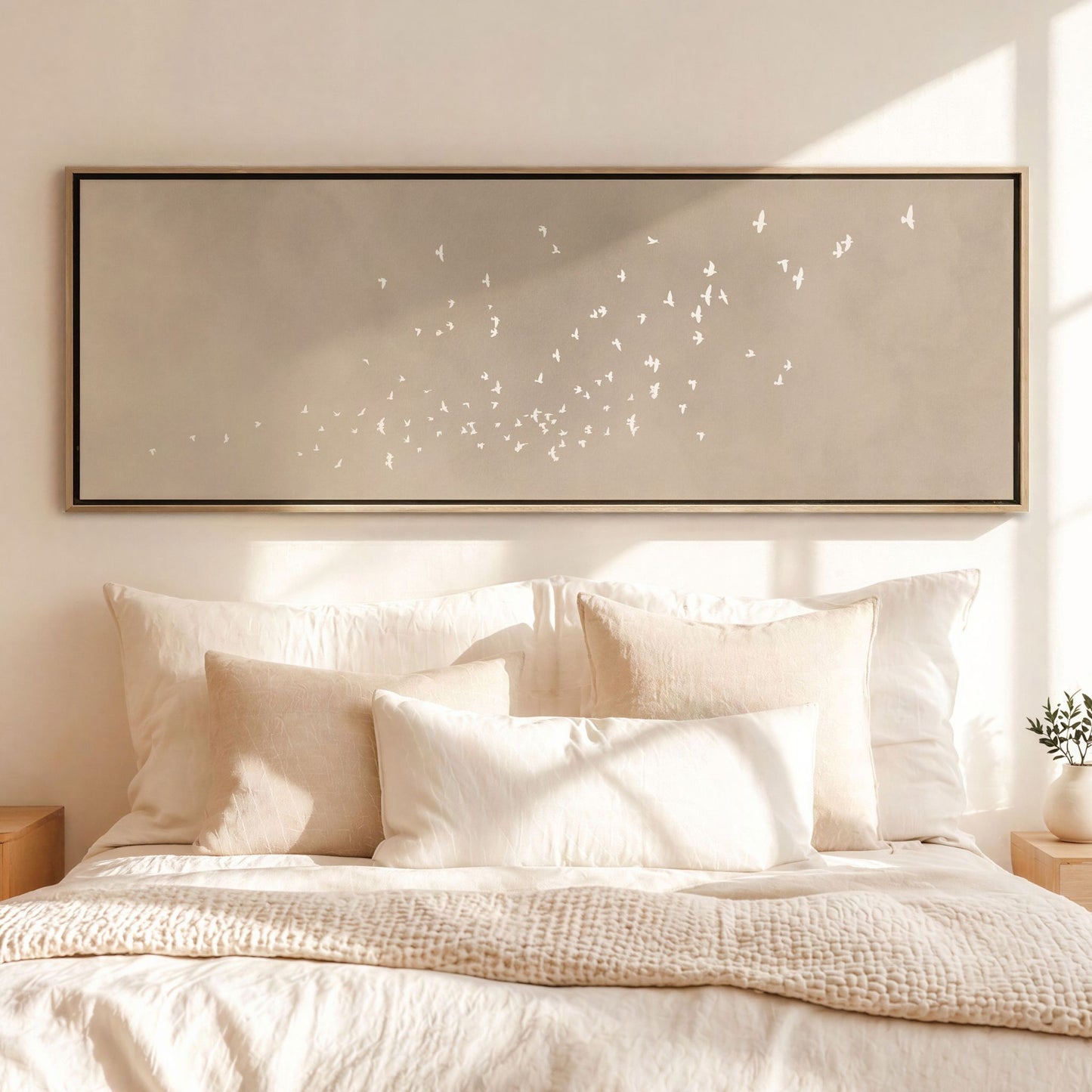 Flock Framed Canvas - Neutral / Panoramic