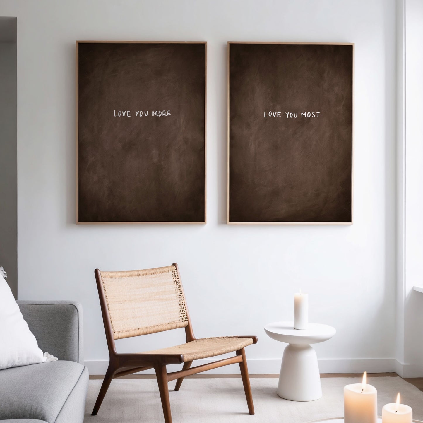 Love You More Framed Canvas Duo - Espresso