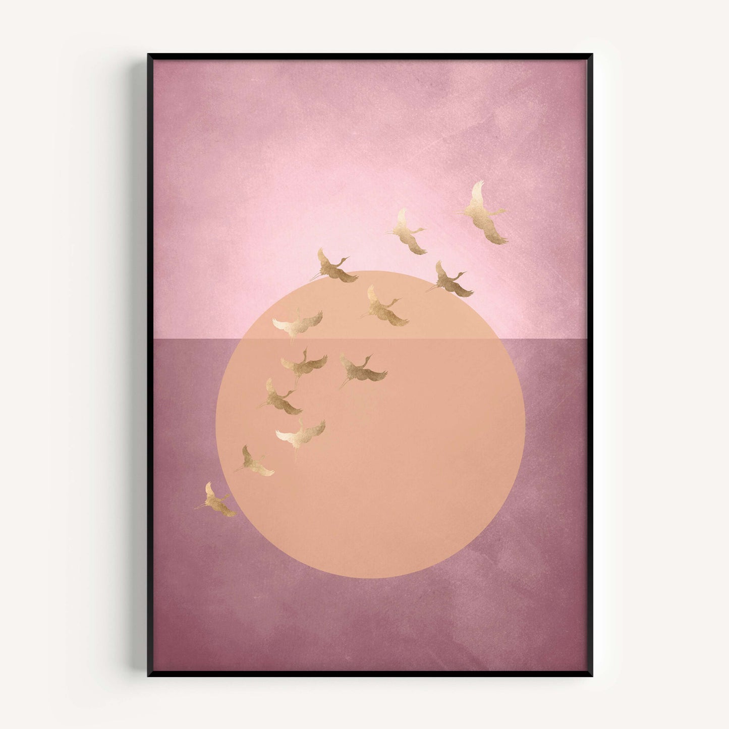 Japanese flying cranes wall art print