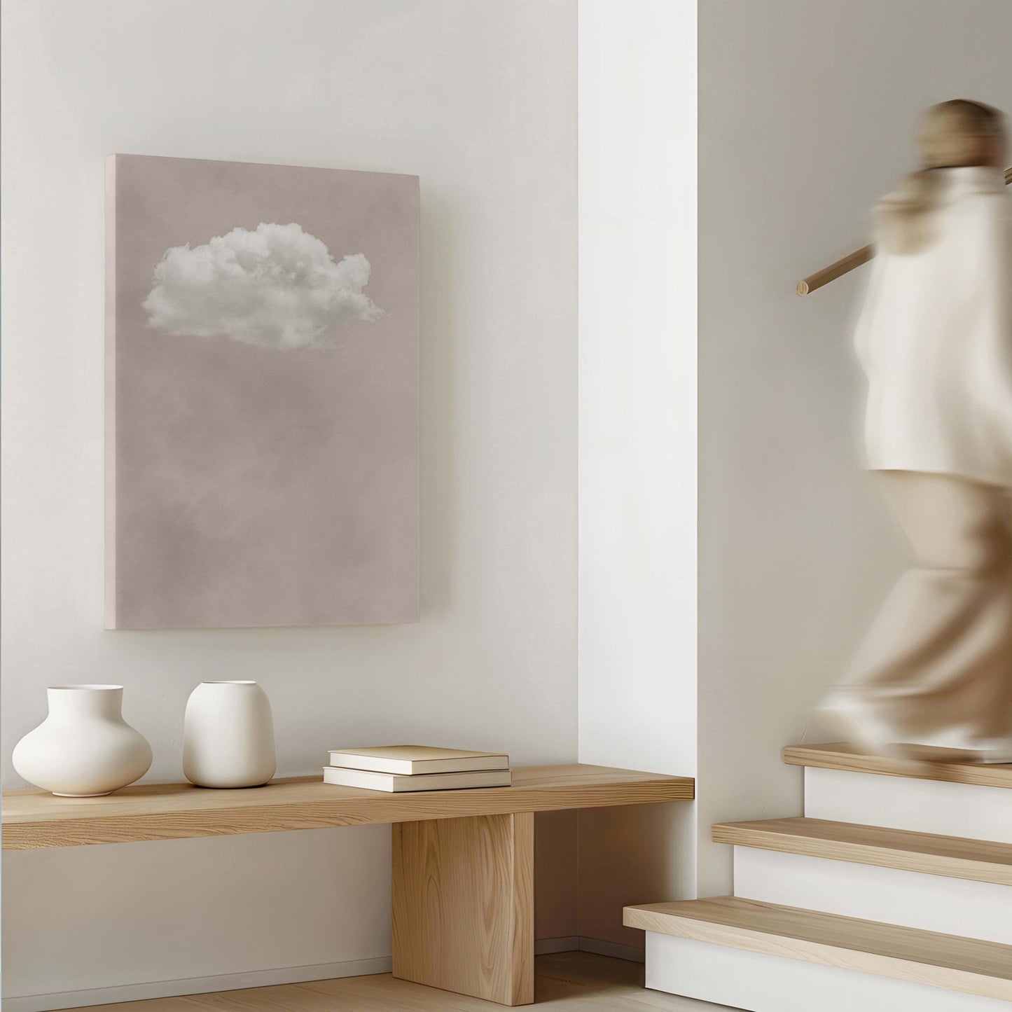 A Cloudy Sky Framed Canvas Duo - Neutral - AureousHome