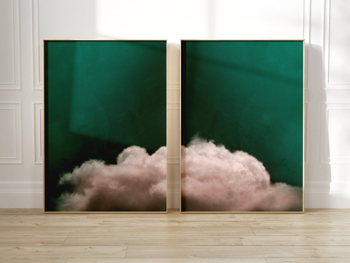 Above The Clouds Duo - Emerald & Blush - AureousHome