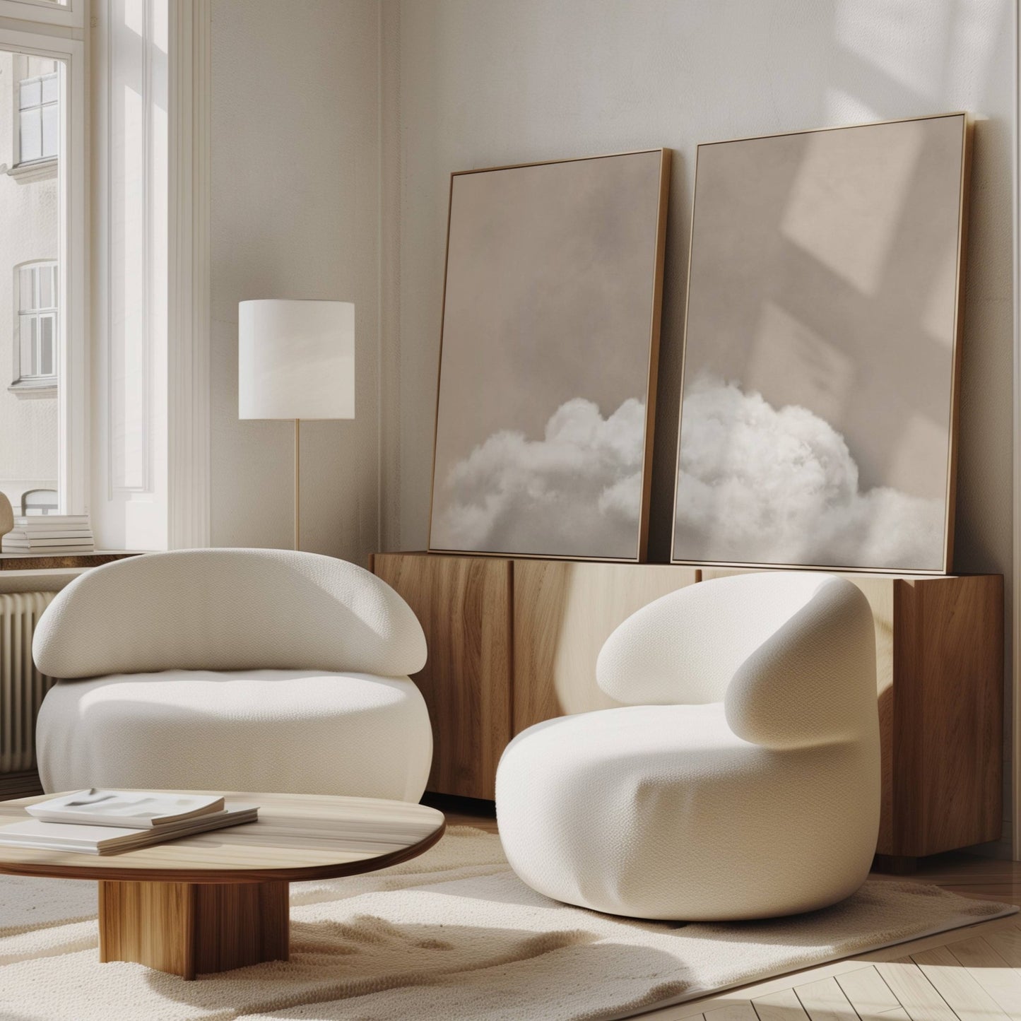 Above the Clouds Framed Canvas Duo - Neutral - AureousHome