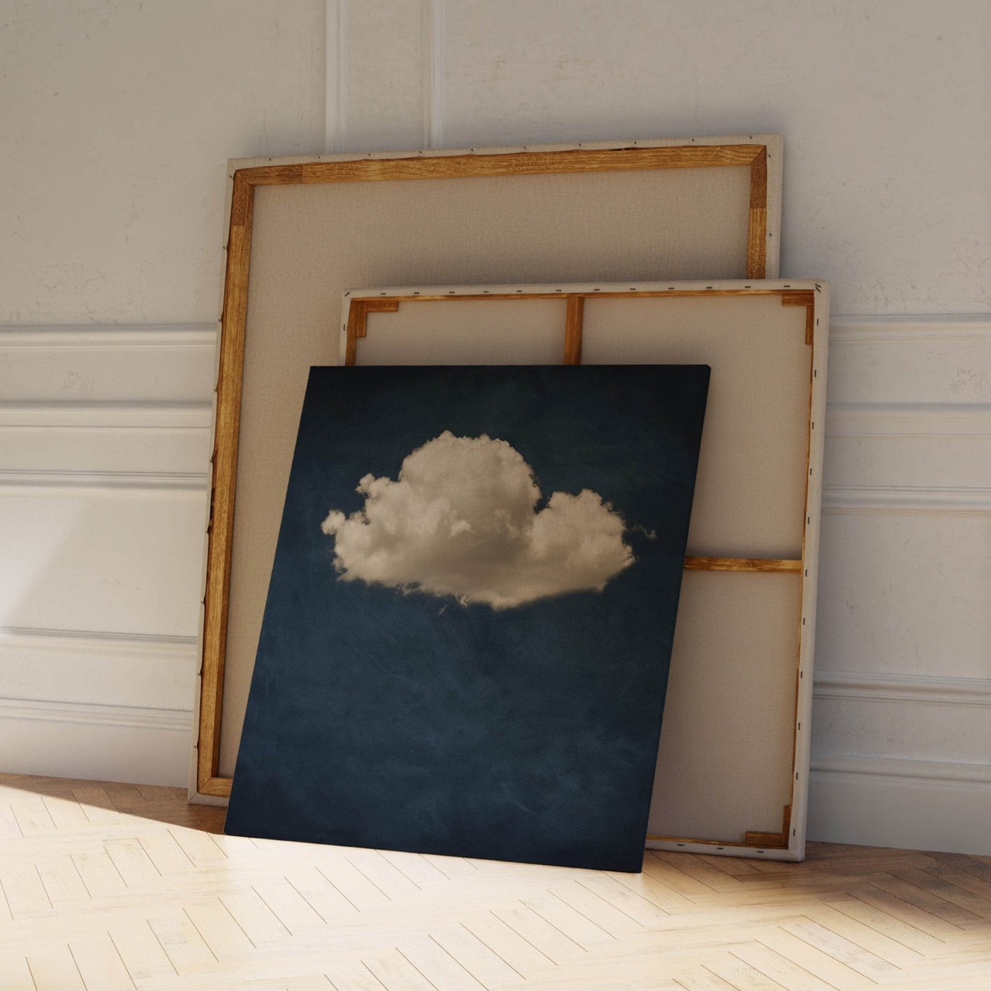 Calm Before the Storm Framed Canvas Art - Vintage Blue - AureousHome