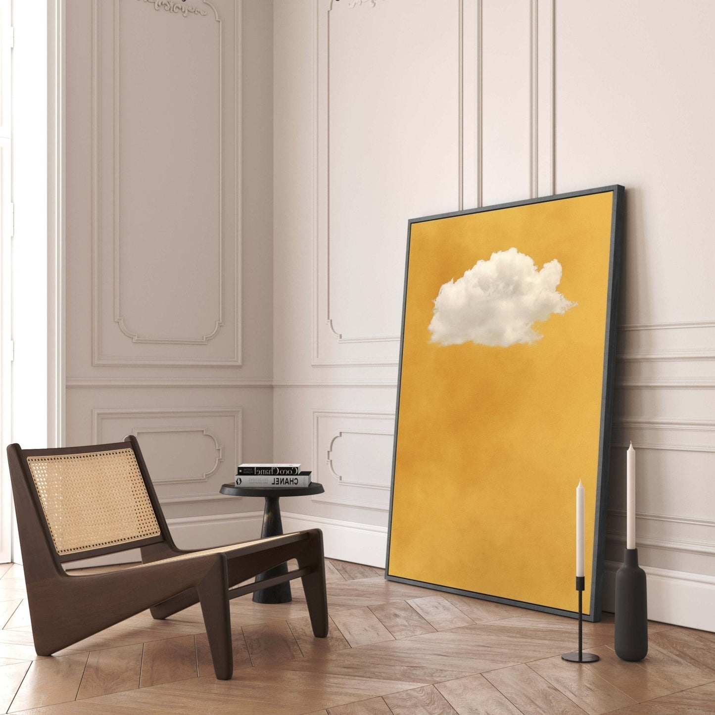 Contemplating Framed Canvas Wall Art - Yellow - AureousHome