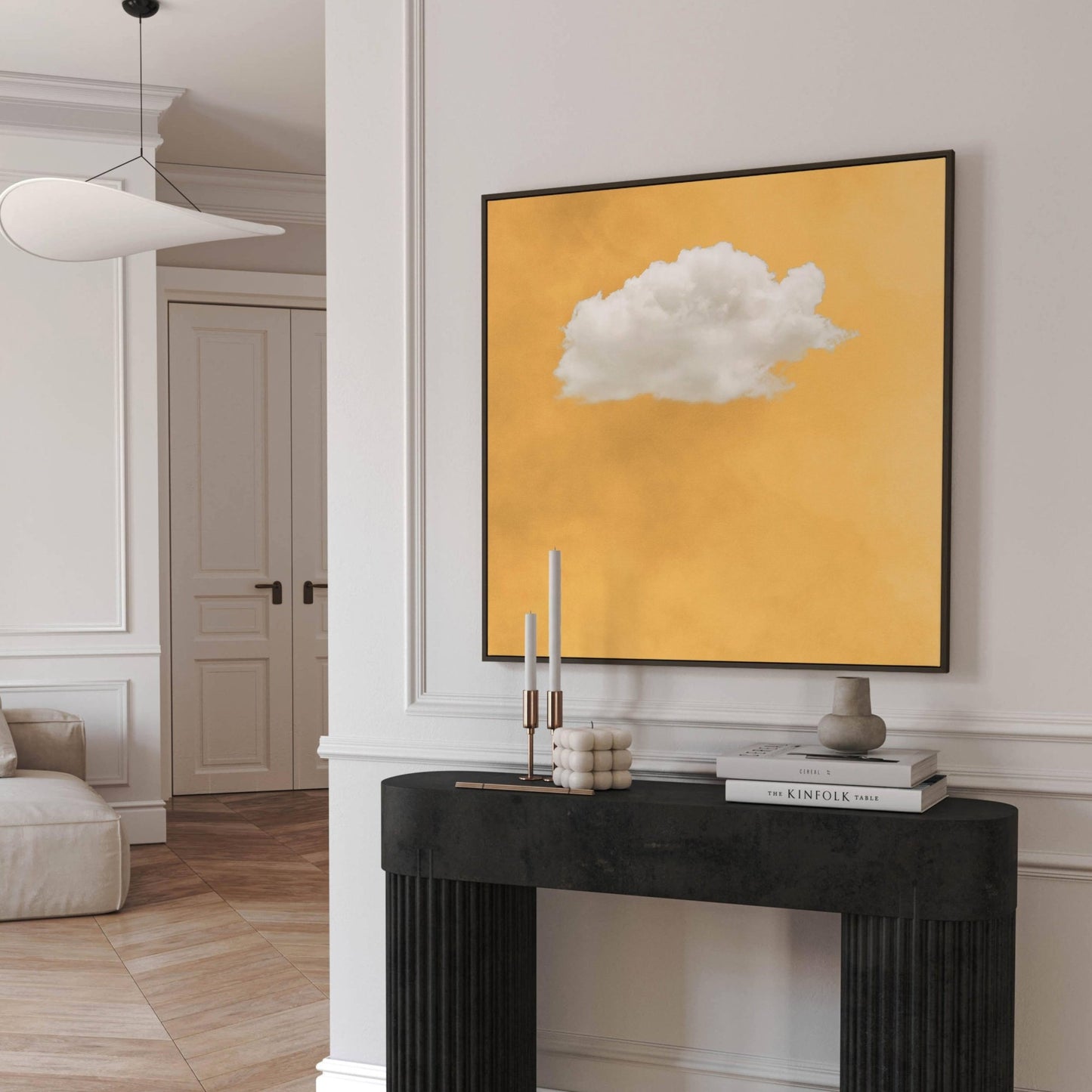 Contemplating Square Framed Canvas - Yellow - AureousHome