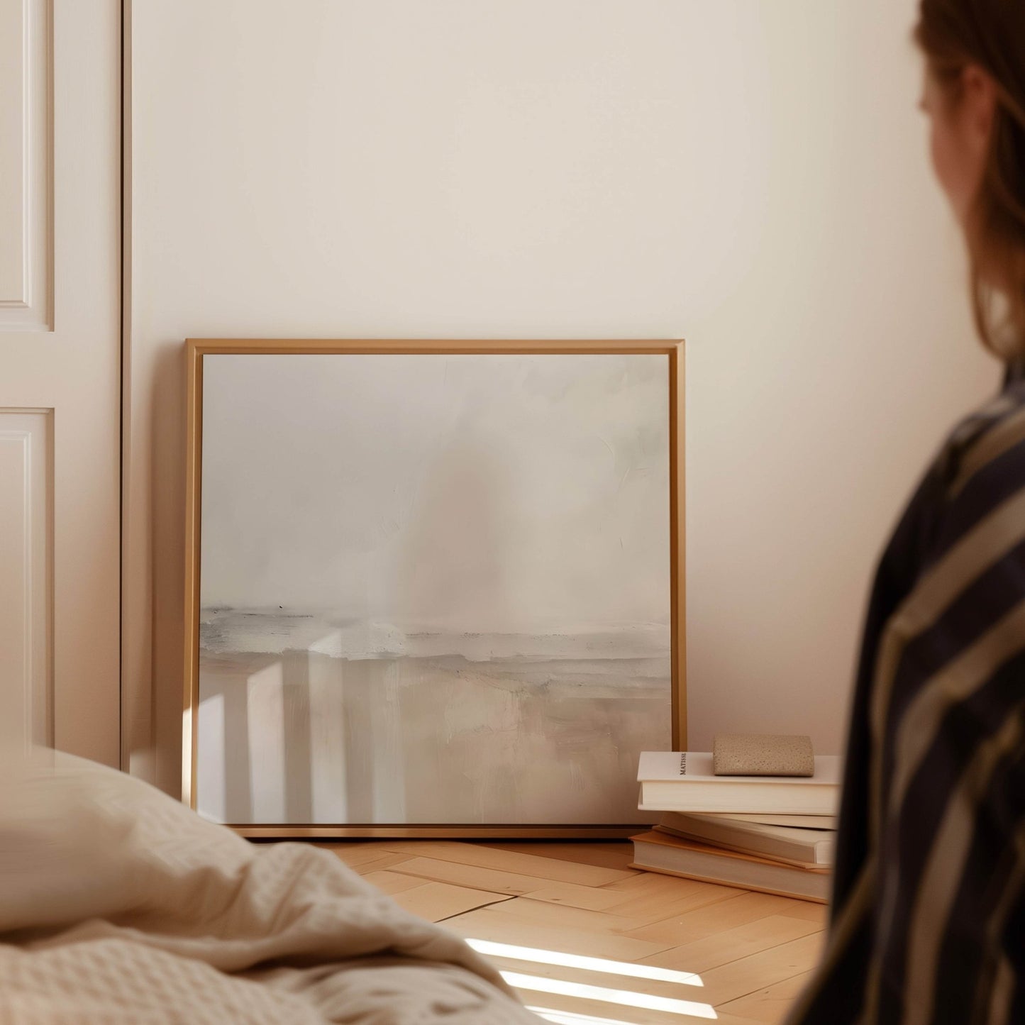 Côte Square Framed Canvas - AureousHome