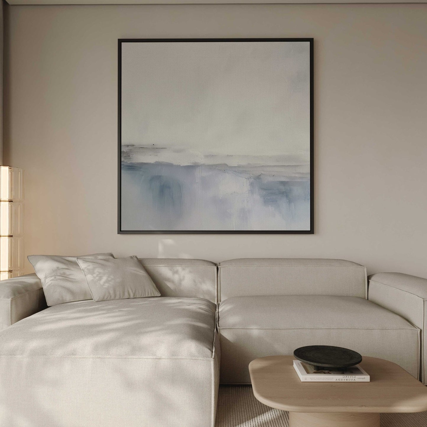 Côte Square Framed Canvas - Blue - AureousHome