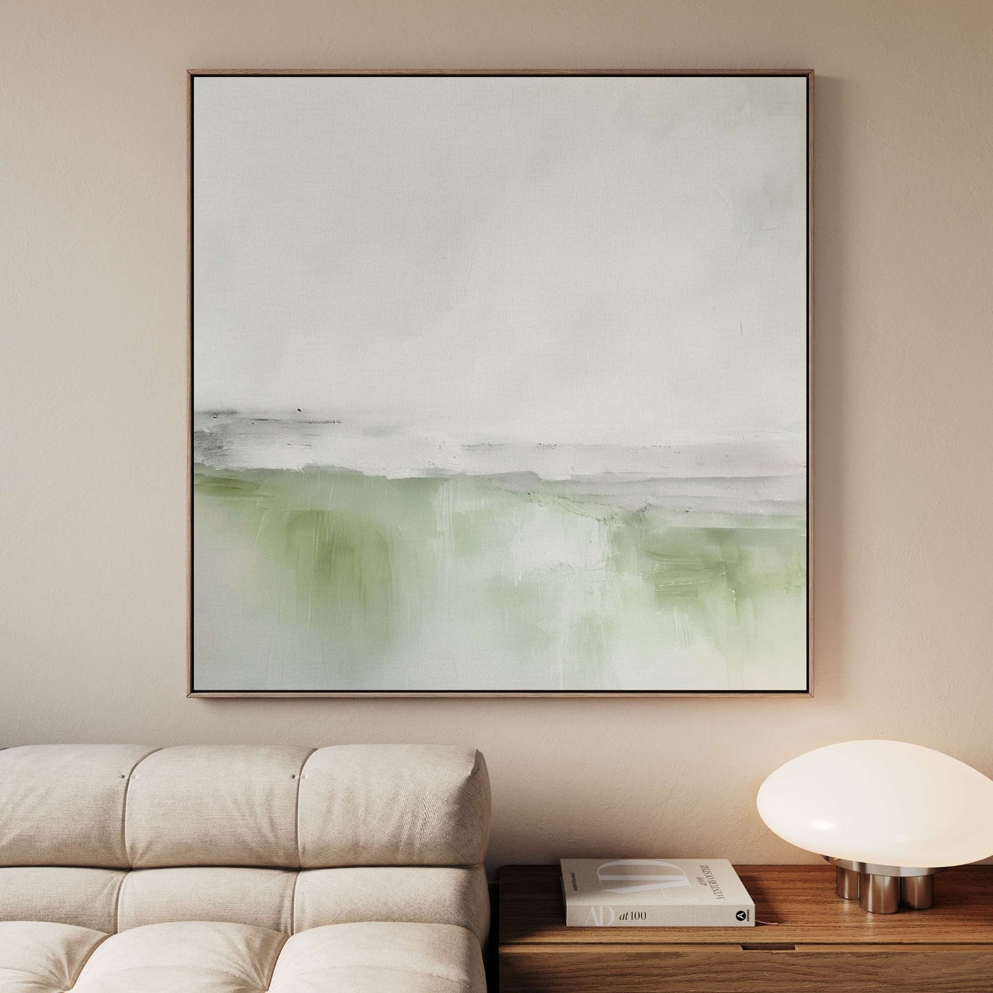 Côte Square Framed Canvas - Green - AureousHome