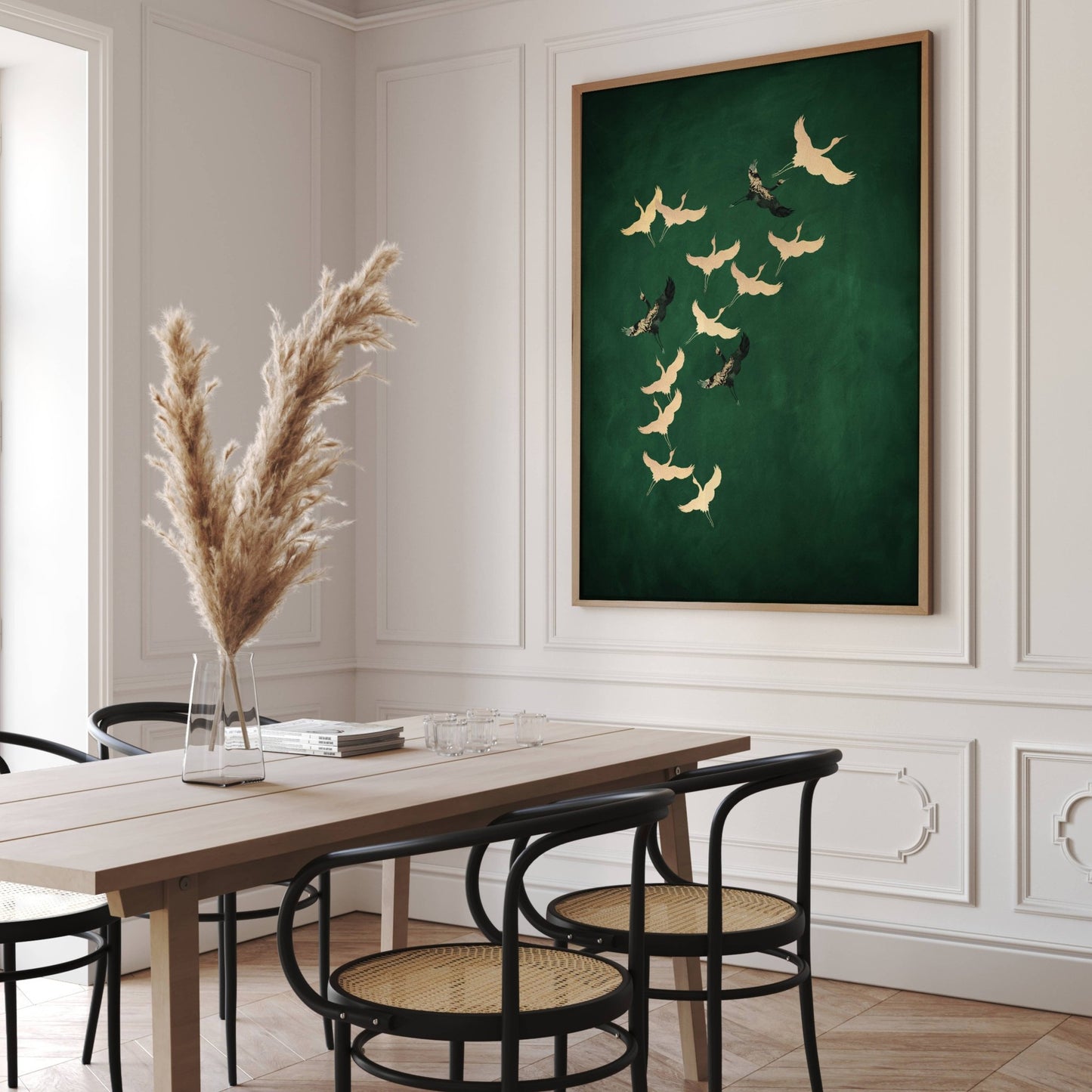 Cranes - Emerald / Gold - AureousHome