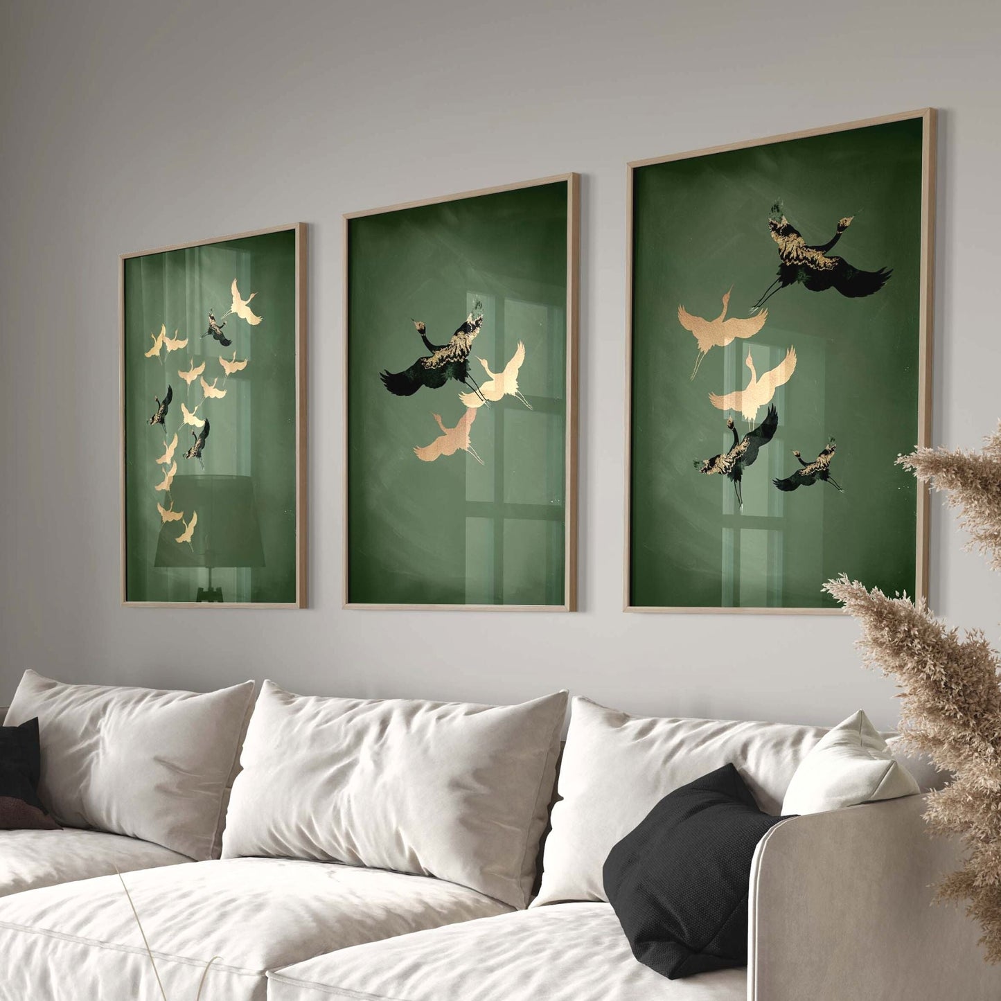 Cranes Trio - Sage