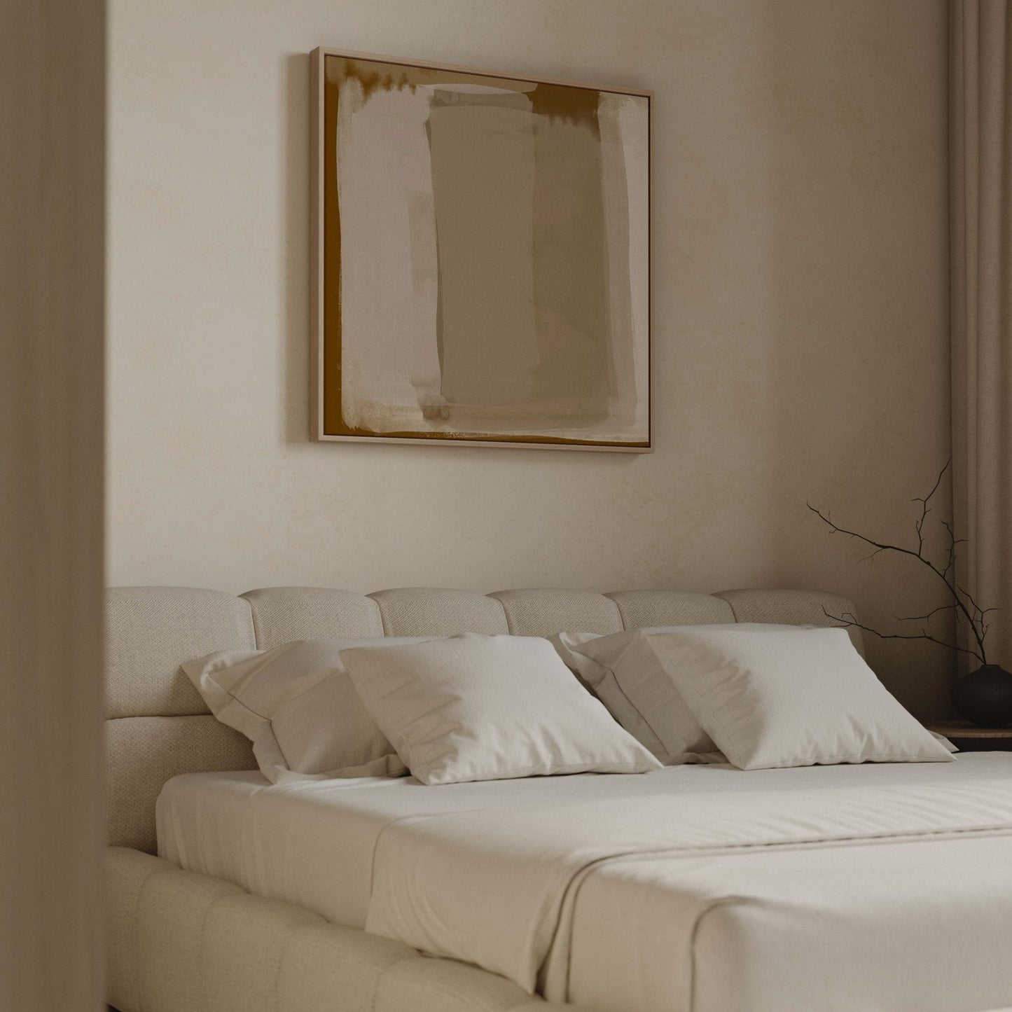 Crème Brûlée Square Framed Canvas - AureousHome