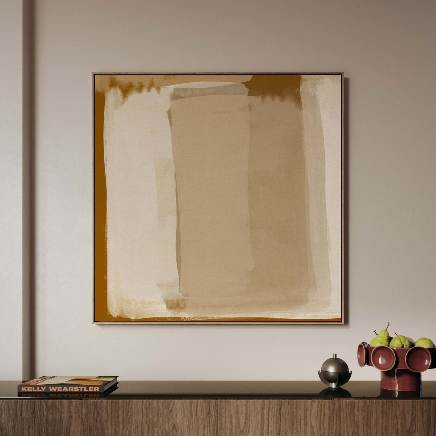 Crème Brûlée Square Framed Canvas - AureousHome