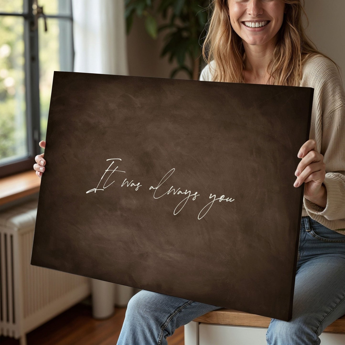 Custom Quote Framed Canvas - Espresso / Horizontal - AureousHome