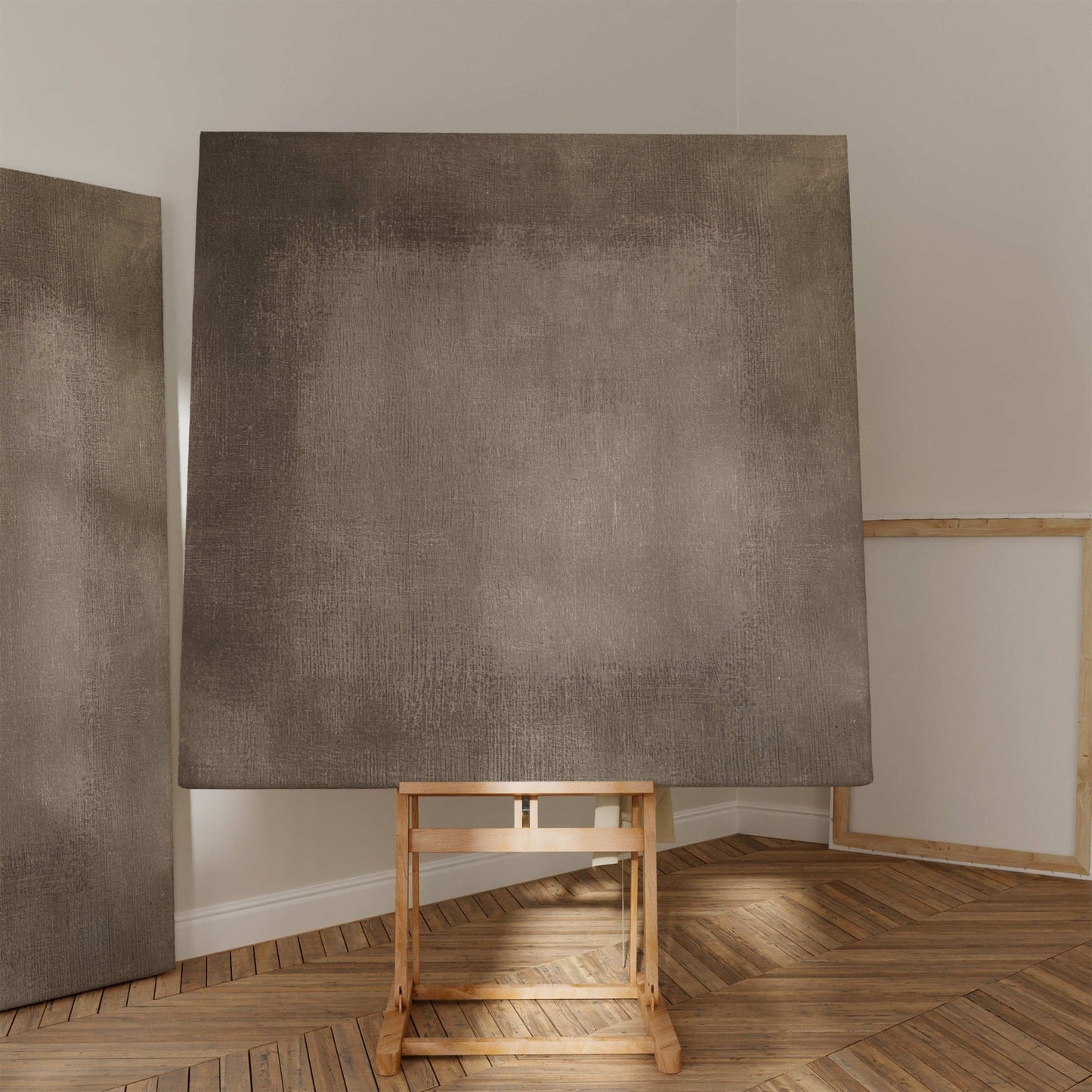 Dark Linen Square Framed Canvas - AureousHome