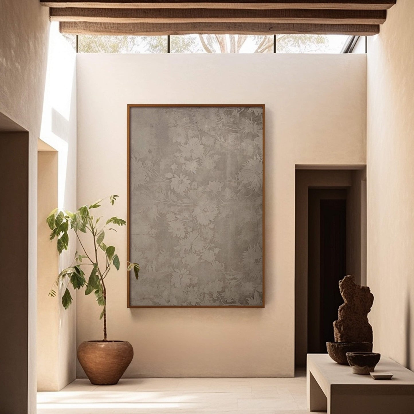 Faded Framed Canvas - Sepia - AureousHome