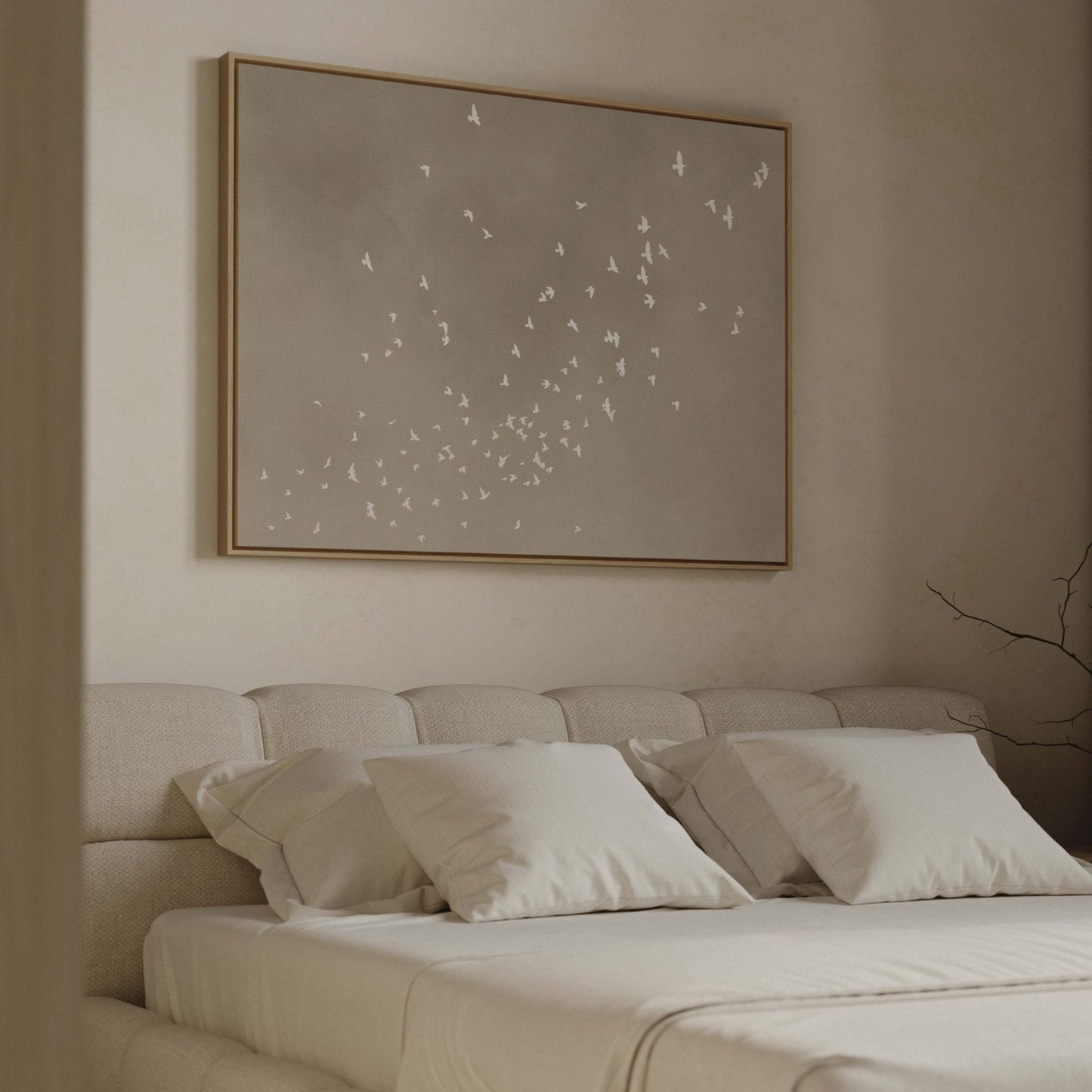 Flock Framed Canvas - Neutral / Horizontal - AureousHome
