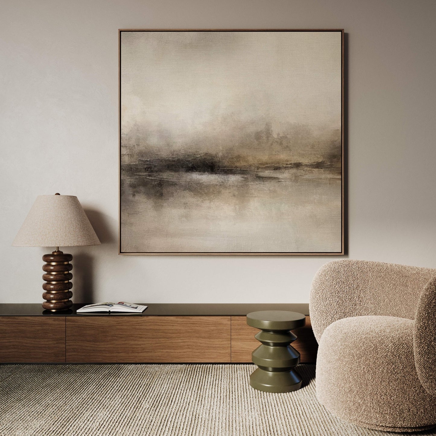 Haze Square Framed Canvas - AureousHome