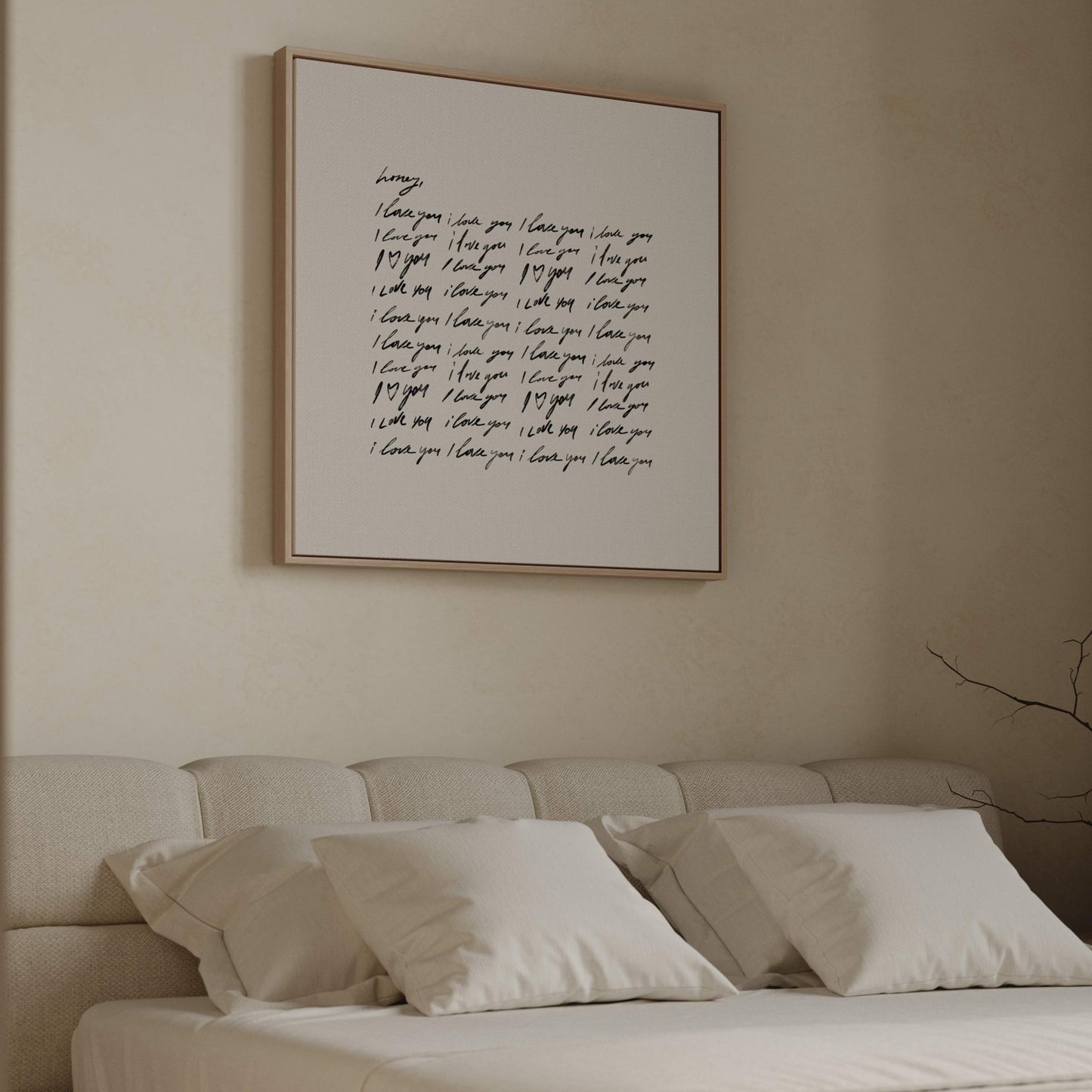 Honey, I Love You - Square Framed Canvas / Neutral - AureousHome