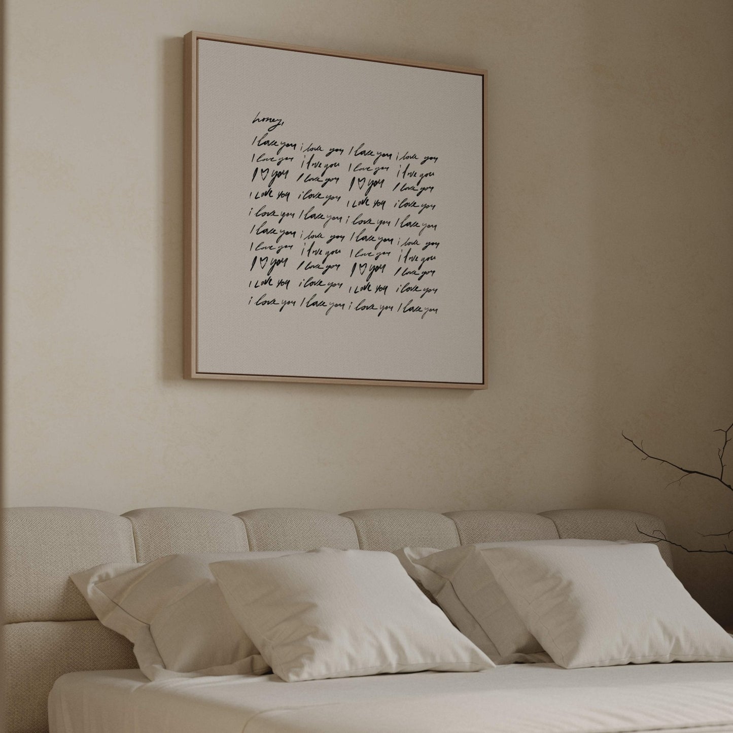 Honey, I Love You - Square Framed Canvas / Neutral - AureousHome