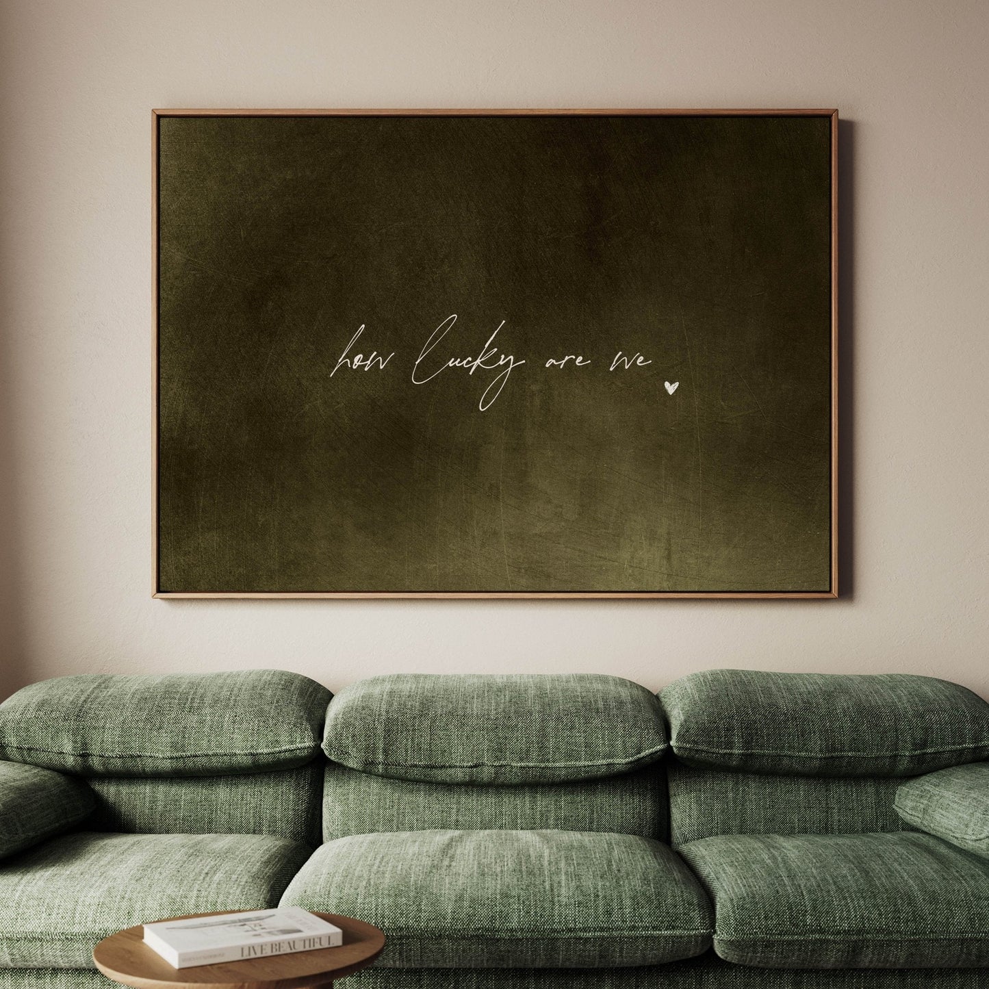 How Lucky Are We Framed Canvas - Earthy Green / Horizontal - AureousHome