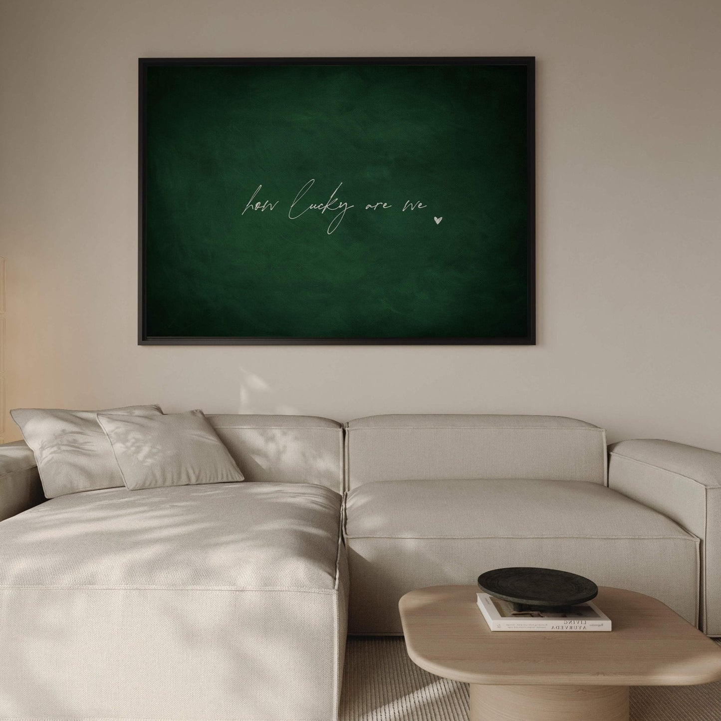 How Lucky Are We Framed Canvas - Emerald / Horizontal - AureousHome