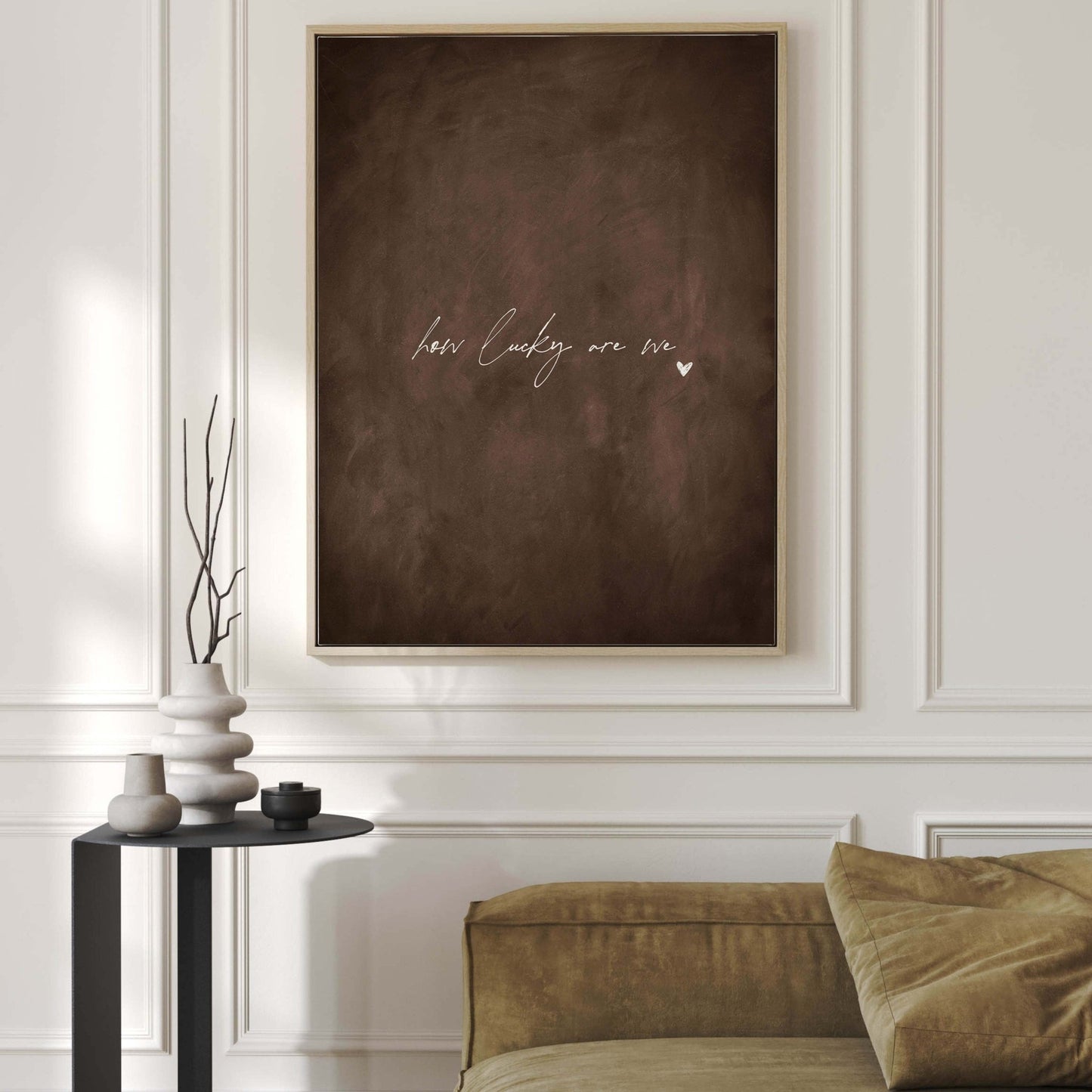 How Lucky Are We Framed Canvas - Espresso - AureousHome