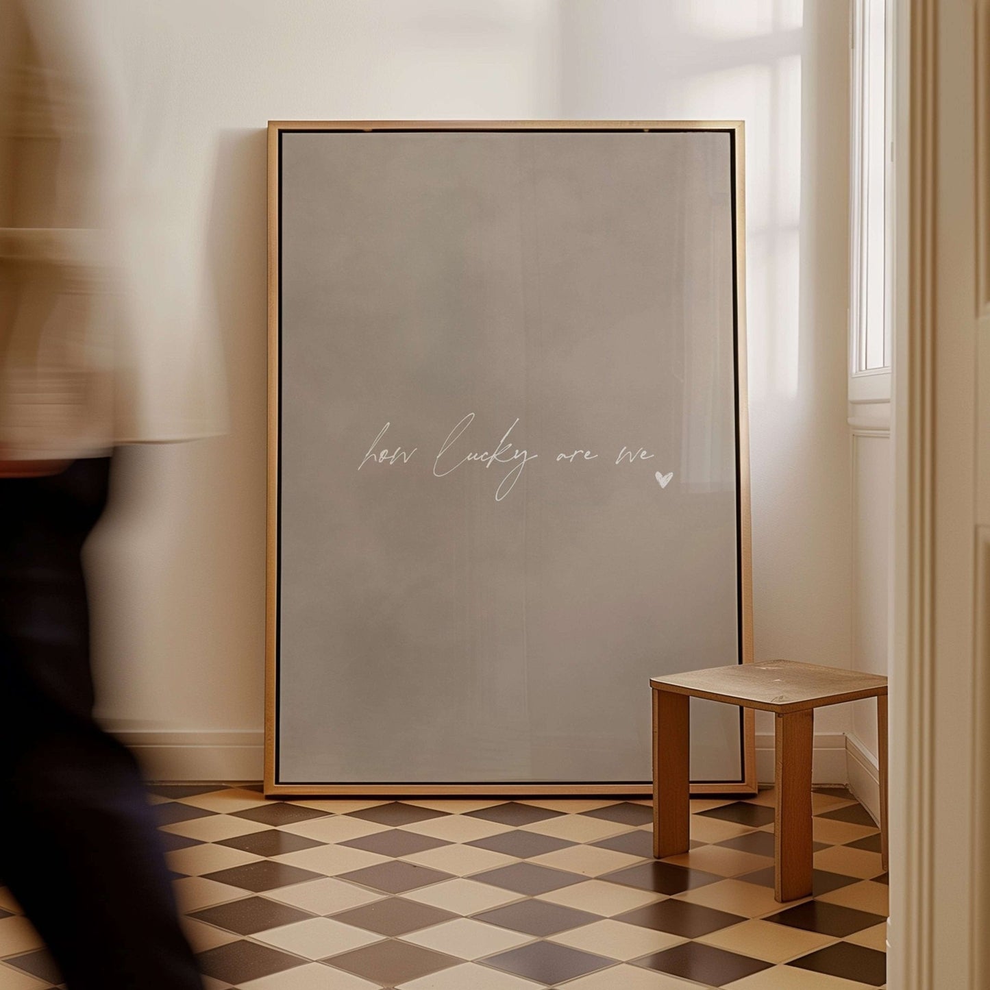 How Lucky Are We Framed Canvas - Neutral / White - AureousHome