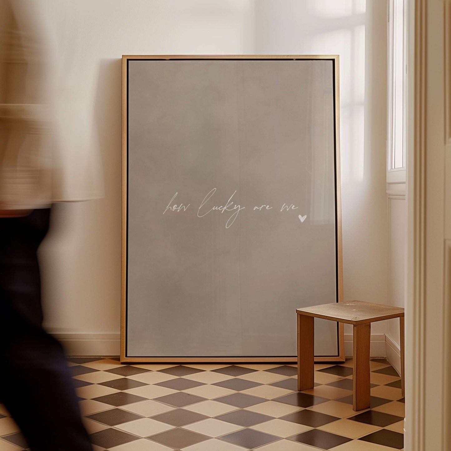 How Lucky Are We Framed Canvas - Neutral / White - AureousHome