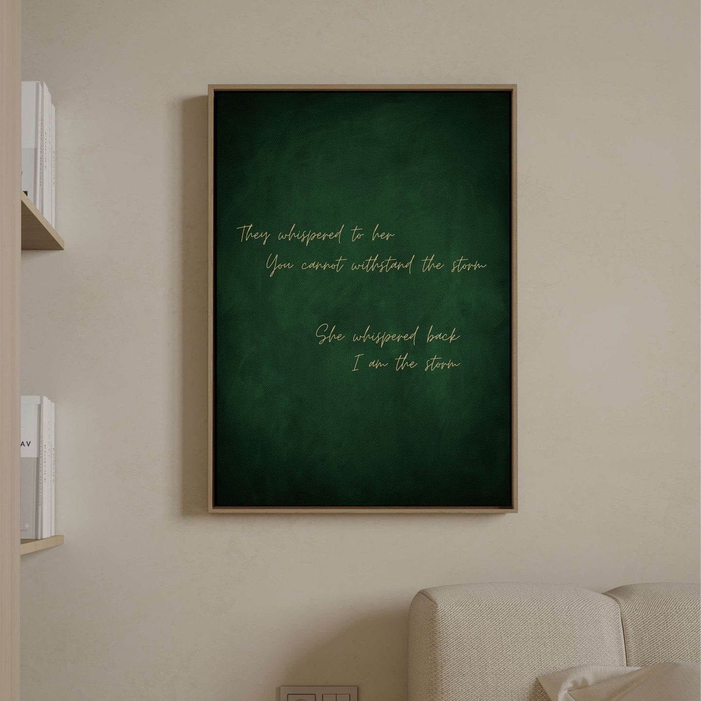 I Am The Storm Framed Canvas - Emerald - AureousHome