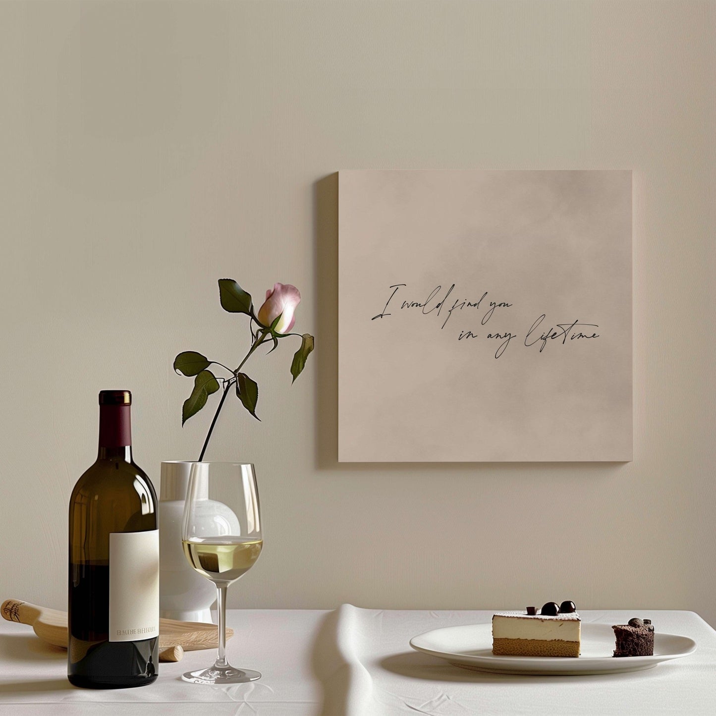 I Would Find You In Any Lifetime Framed Canvas - Neutral / Square - AureousHome