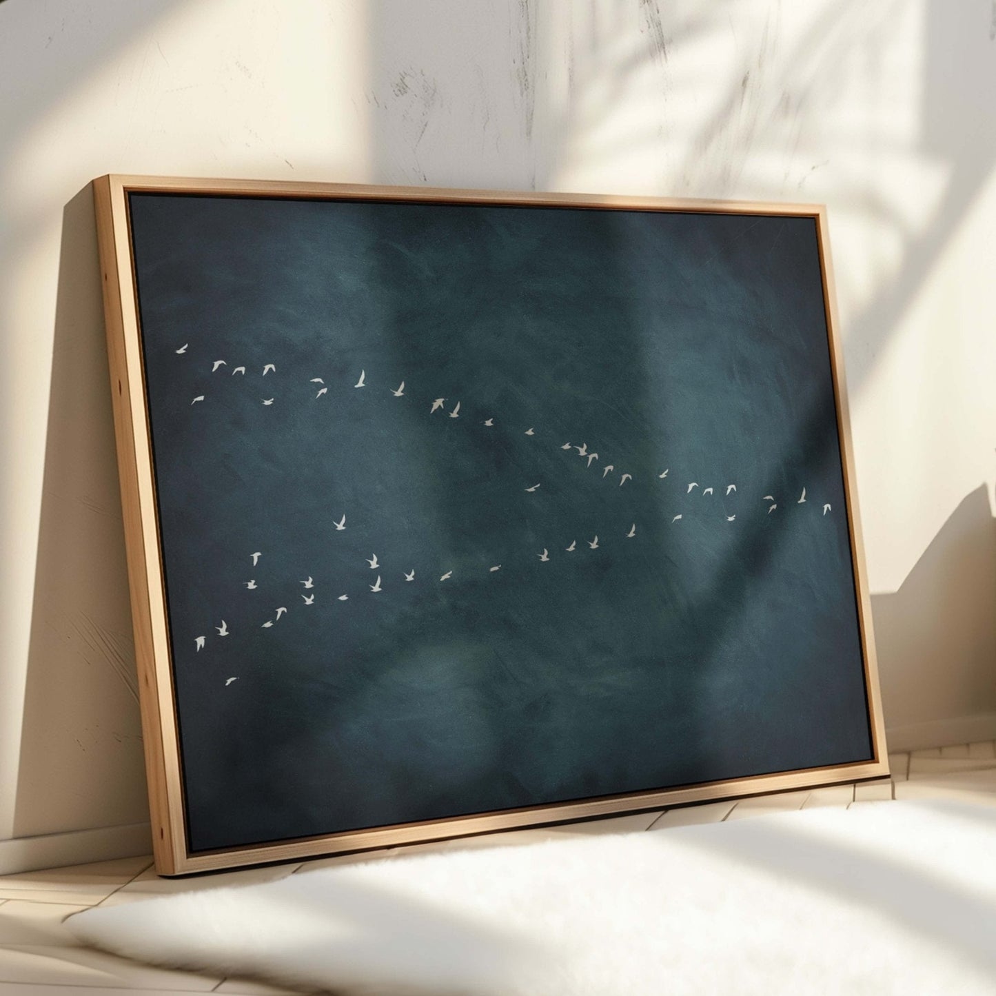 In Motion Framed Canvas - Vintage Blue / Horizontal - AureousHome