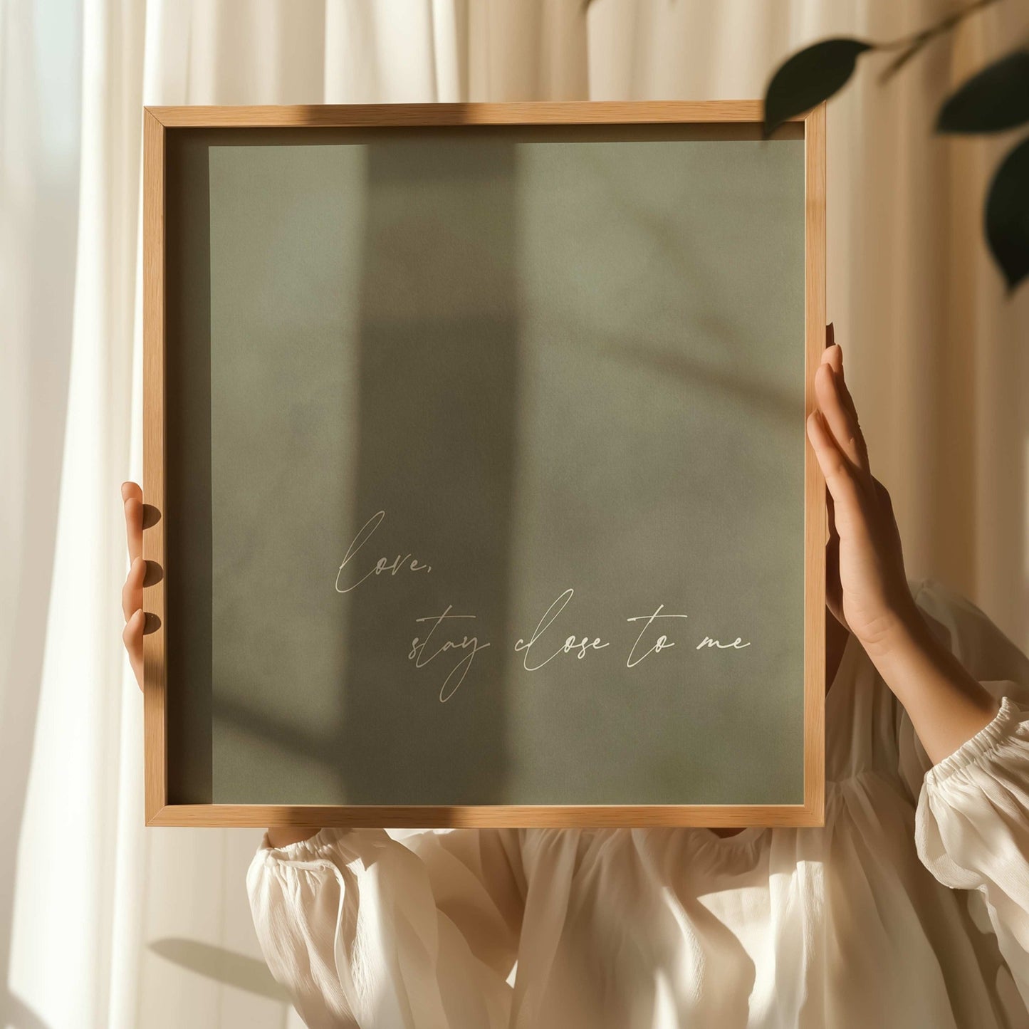 Love, Stay Close To Me - Square / Olive - AureousHome