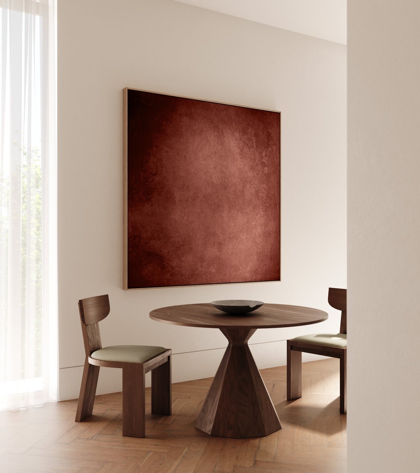 Mahogany Square Framed Canvas - AureousHome