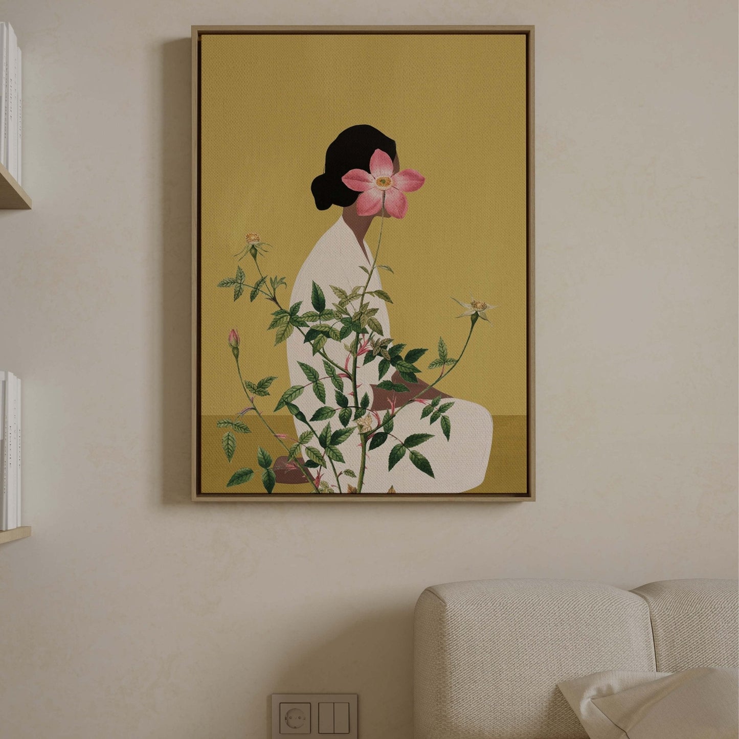 Miyu Framed Canvas - Chartreuse - AureousHome