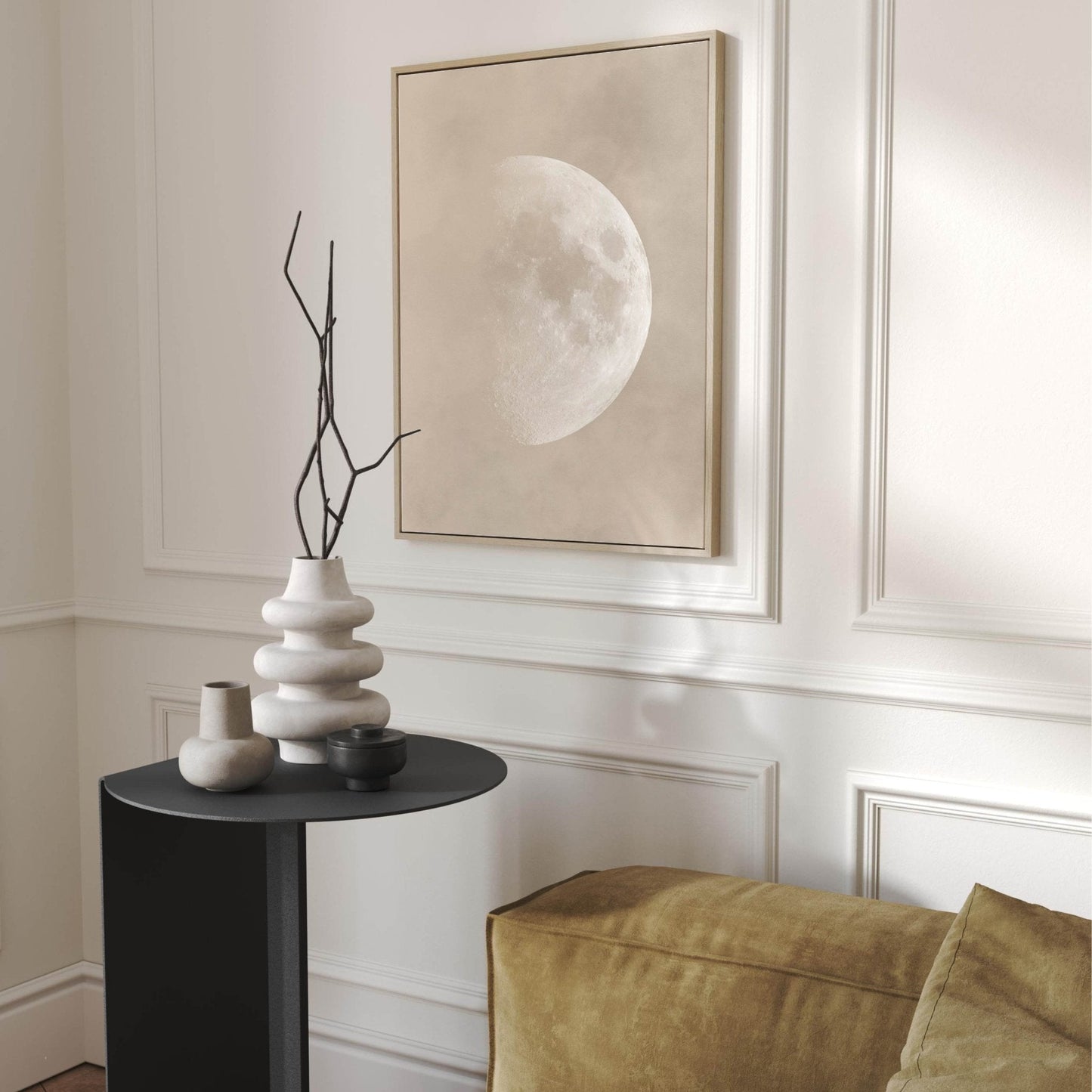 Moon Phase Framed Canvas - Neutral - AureousHome