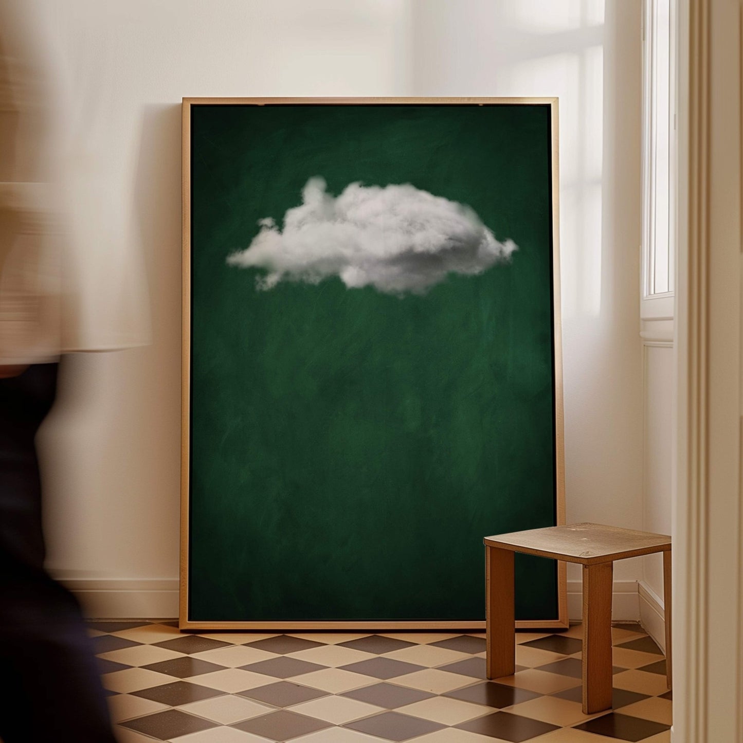 Nuage Cloud Framed Canvas - Emerald Green - AureousHome