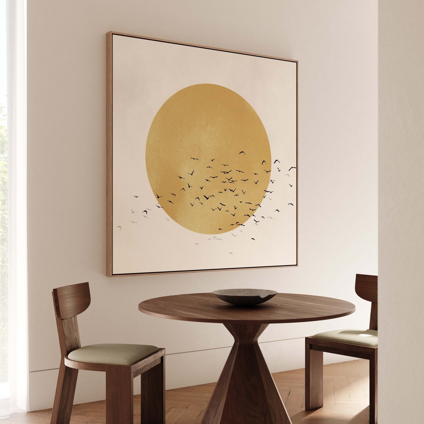 Oria Framed Canvas - Ochre / Square - AureousHome