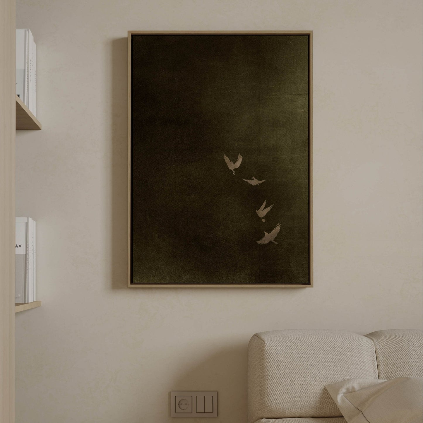 Sky Dance Framed Canvas - Smoky Olive - AureousHome