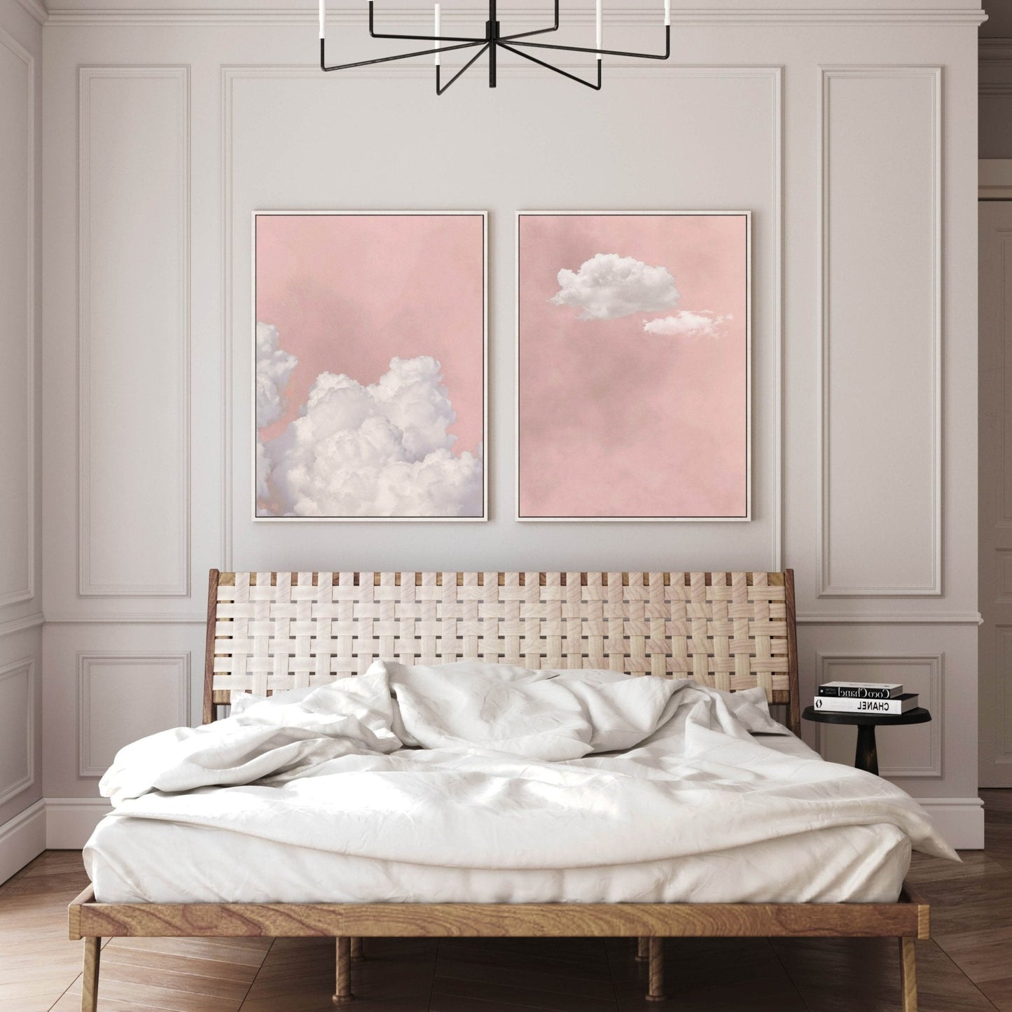 Skye Framed Canvas Duo - Blush - AureousHome