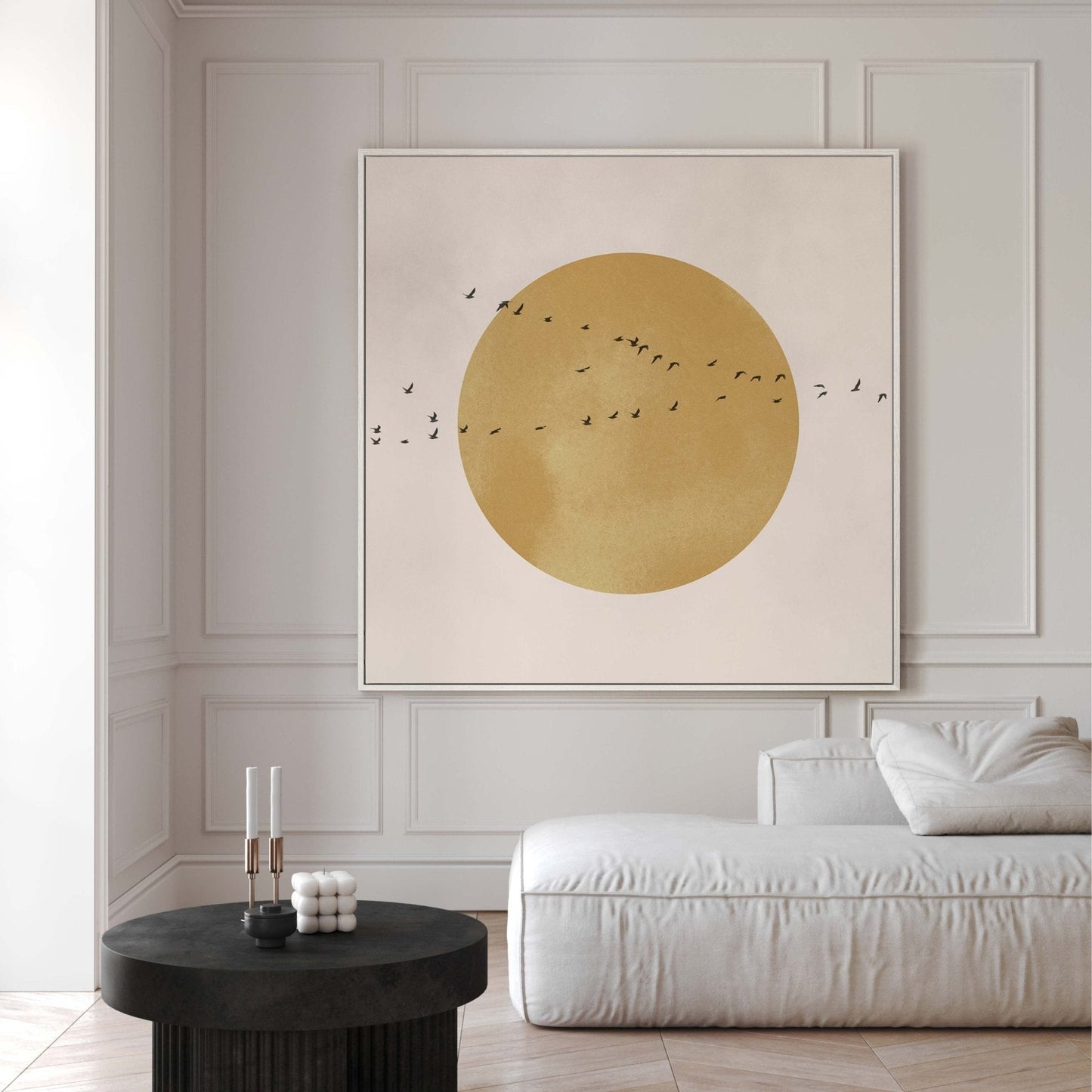 Soleil Framed Canvas - Ochre / Square - AureousHome