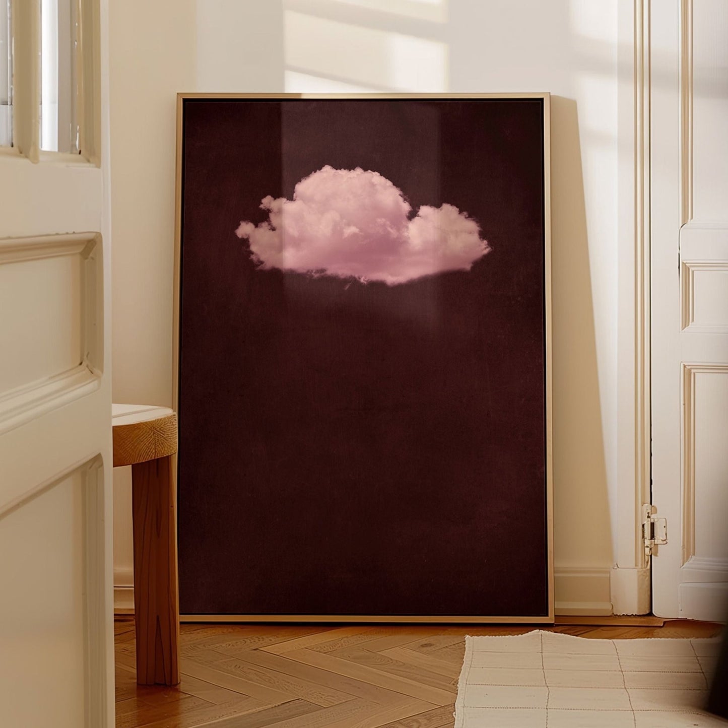 Storm Cloud Framed Canvas - Merlot / Pink - AureousHome