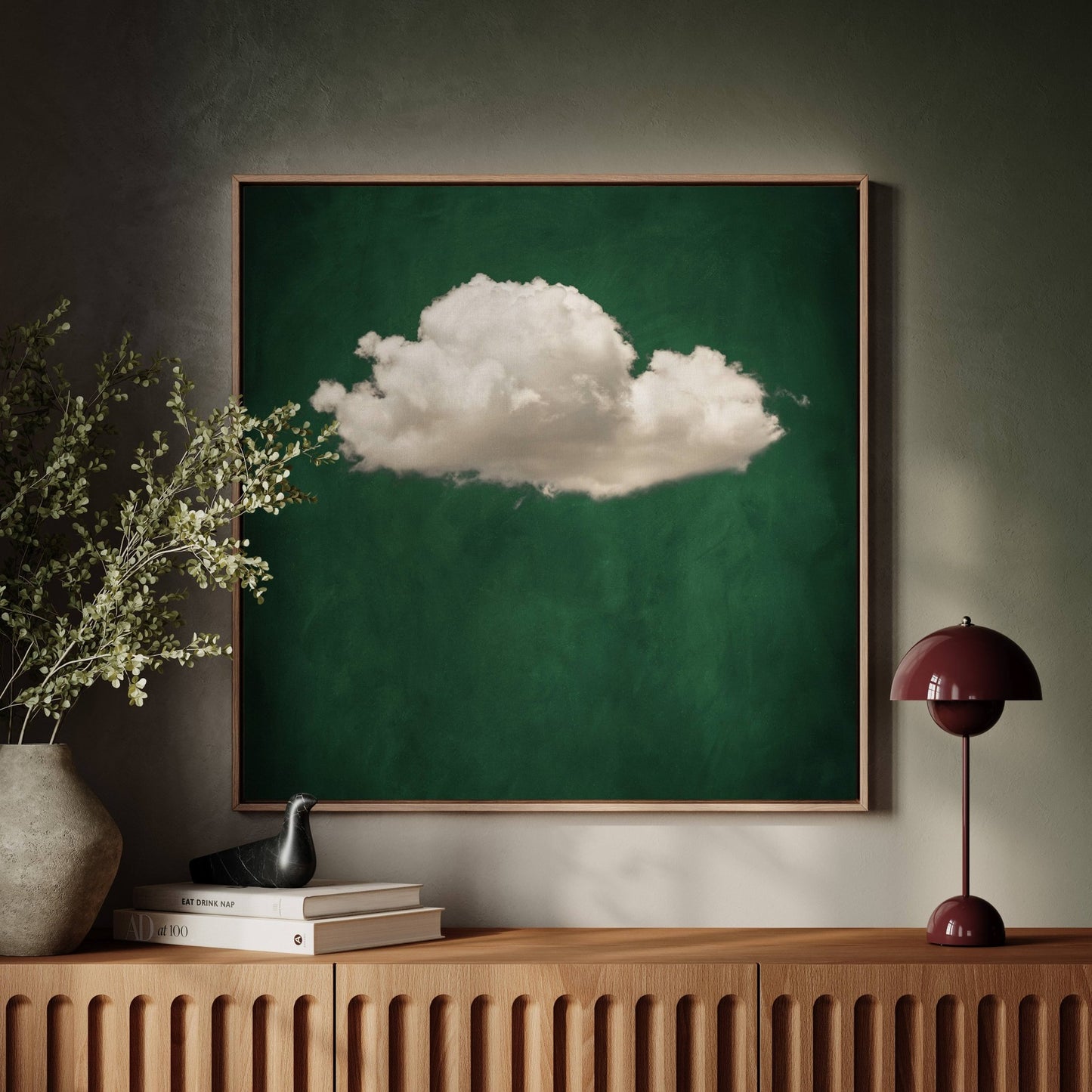 Storm Cloud Square Framed Canvas Art - Emerald - AureousHome
