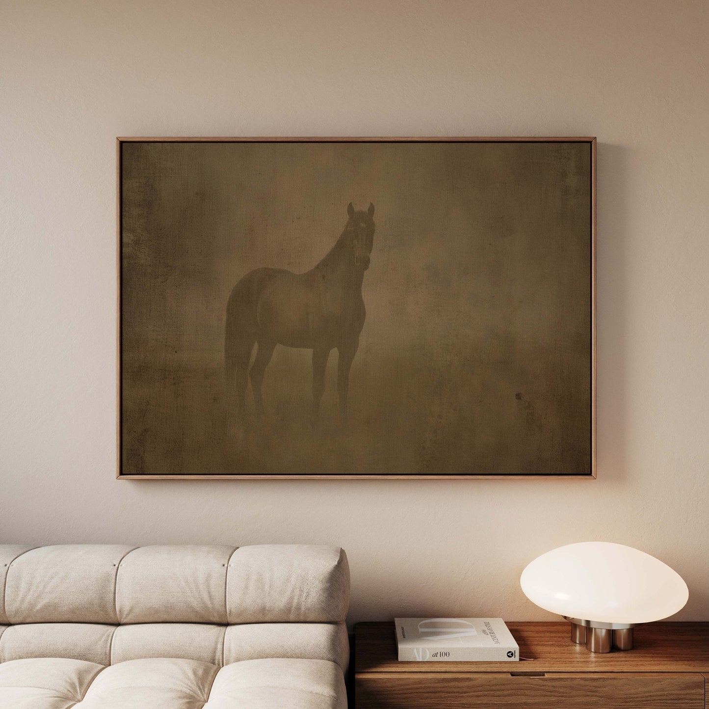 The Watcher Framed Canvas - Sepia / Horizontal - AureousHome