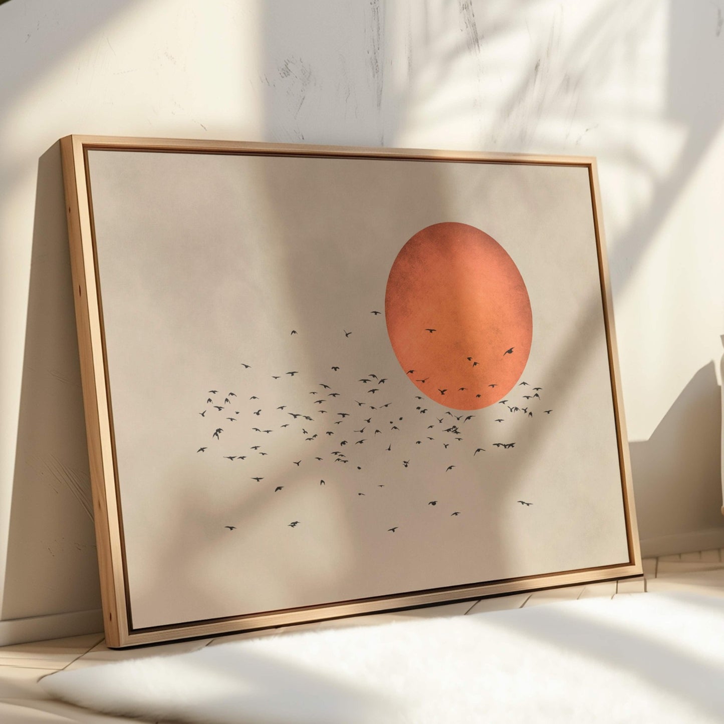 Tsuki Framed Canvas - Horizontal / Orange - AureousHome