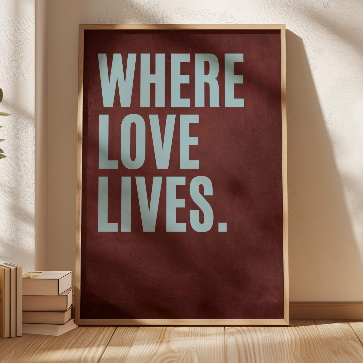 Where Love Lives - Burgundy / Powder Blue - AureousHome