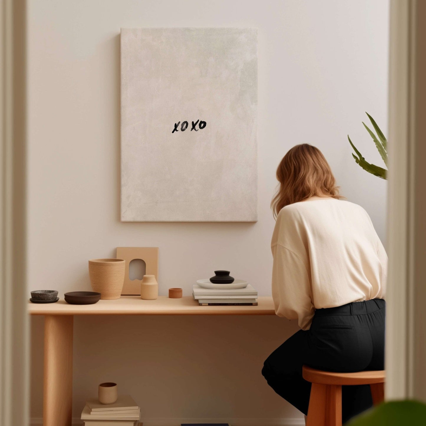 XOXO Framed Canvas - Neutral - AureousHome