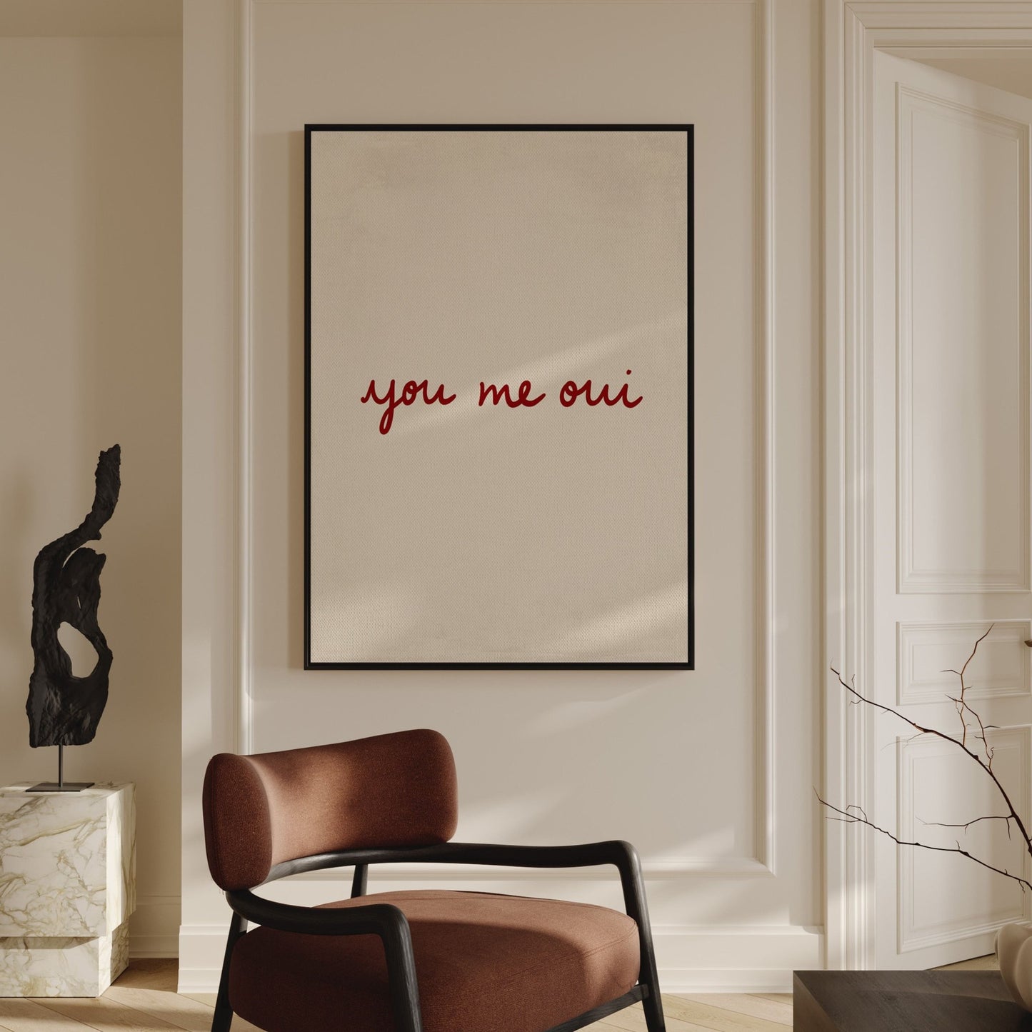 You Me Oui Framed Canvas - Red - AureousHome