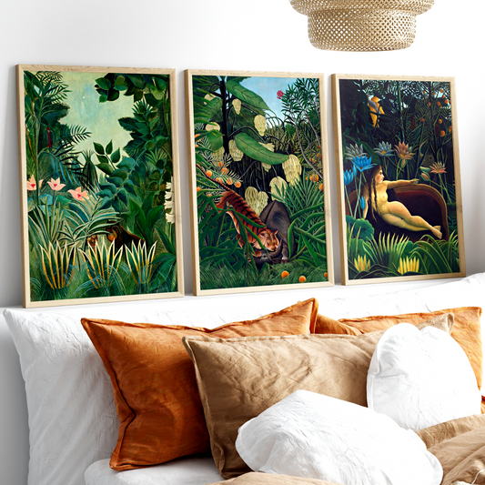 Henri Rousseau Equatorial Jungle Trio Wall Art Prints - Set Of 3