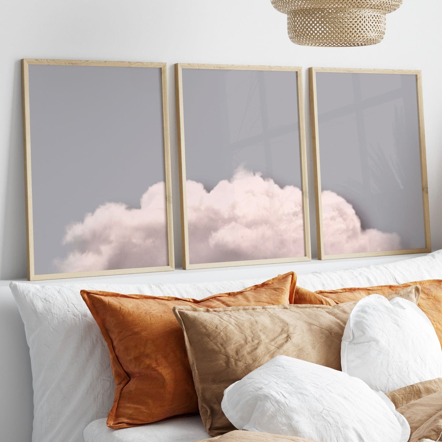 Above The Clouds Trio - Grey/Blush - AureousHome