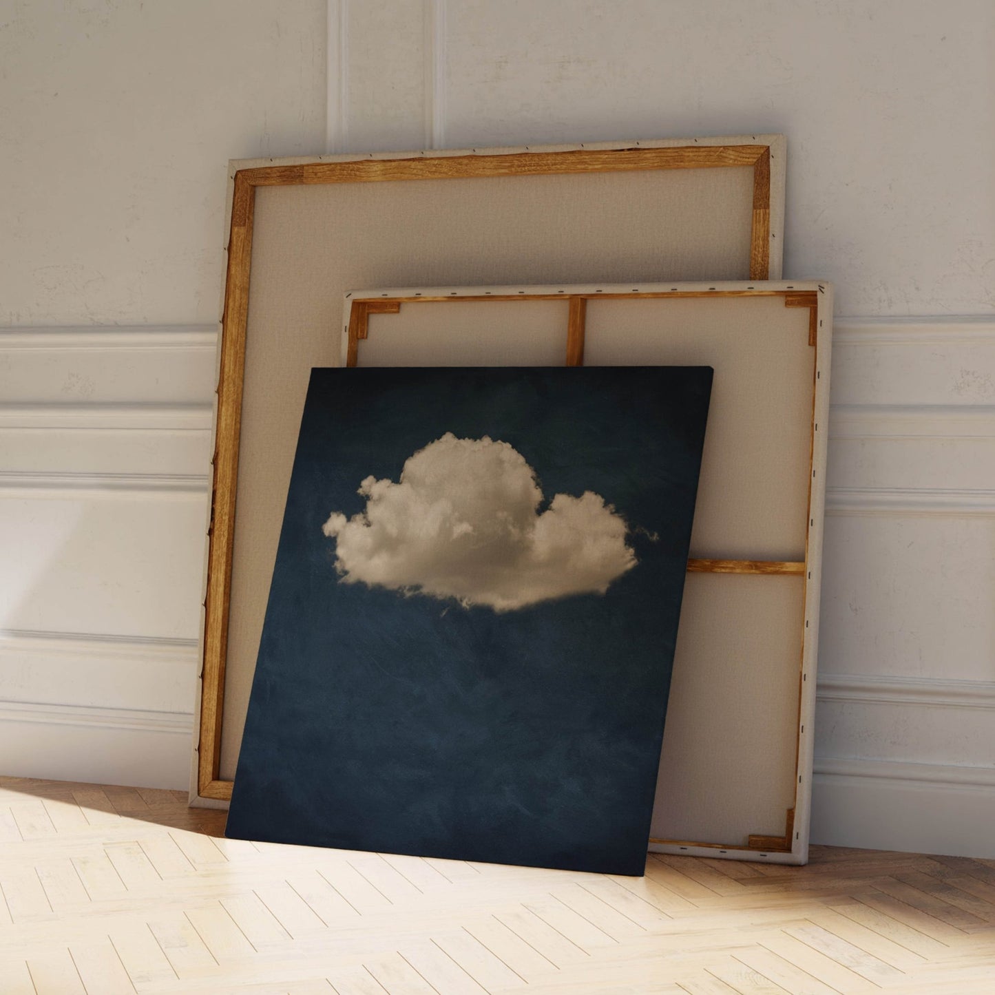 Calm Before the Storm Framed Canvas Art - Vintage Blue - AureousHome